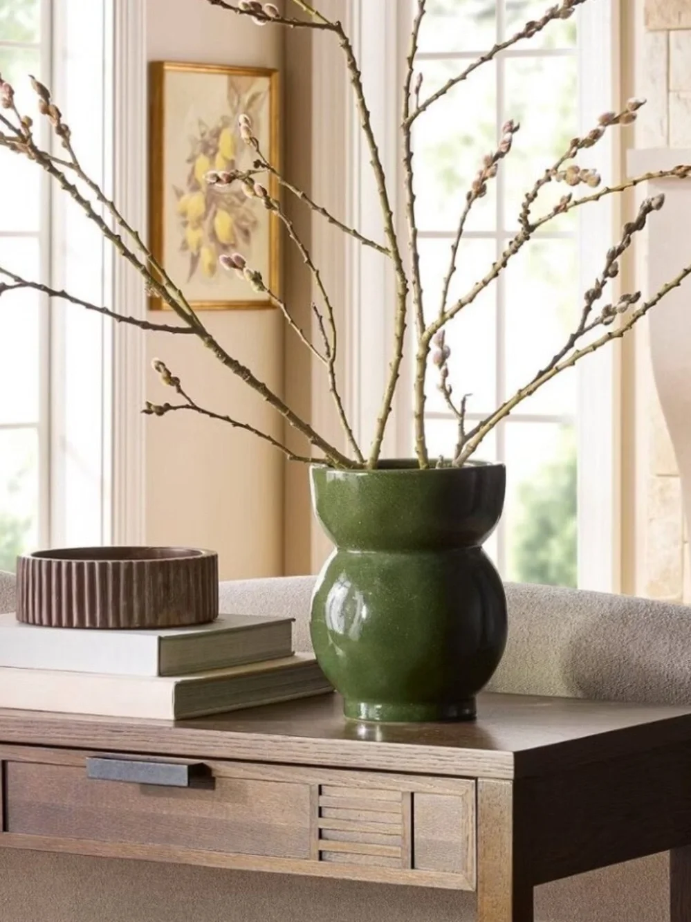 STUDIO MCGEE NWT Glossy textured vase -dark green
